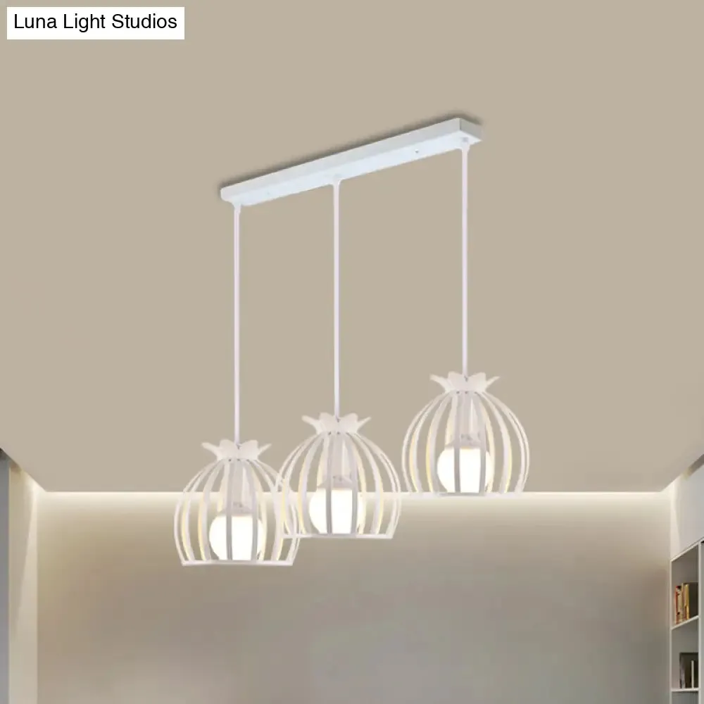 Loft Style Dome Cage Pendant Light with Hanging Head - Black/White - Perfect for Living Room