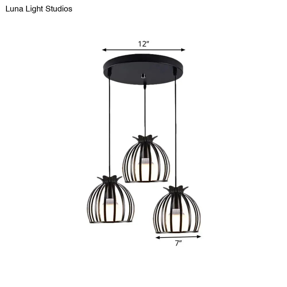 Loft Style Dome Cage Pendant Light with Hanging Head - Black/White - Perfect for Living Room