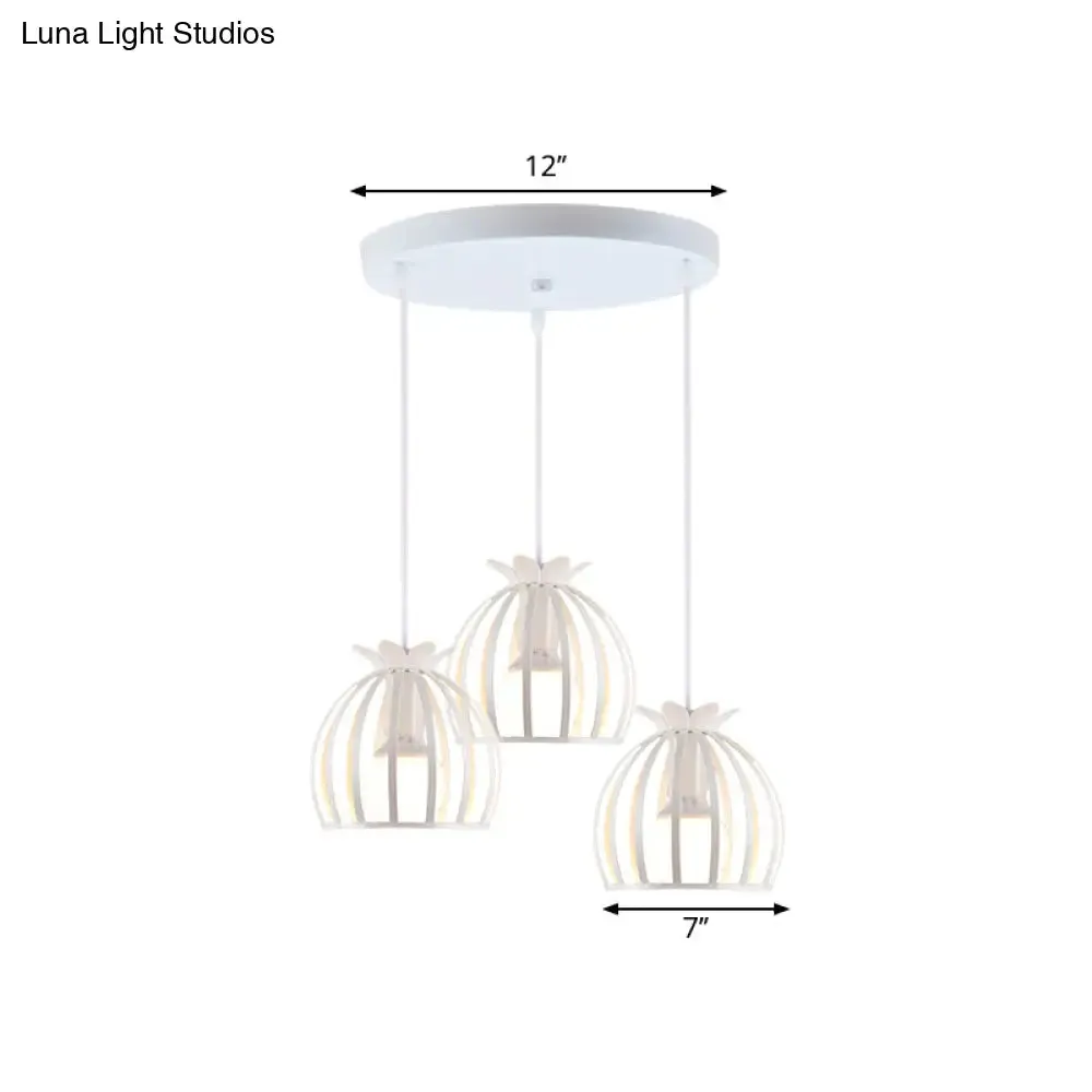 Loft Style Dome Cage Pendant Light with Hanging Head - Black/White - Perfect for Living Room