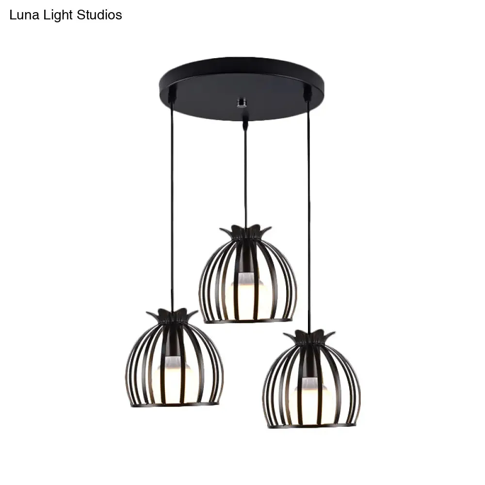 Loft Style Dome Cage Pendant Light with Hanging Head - Black/White - Perfect for Living Room