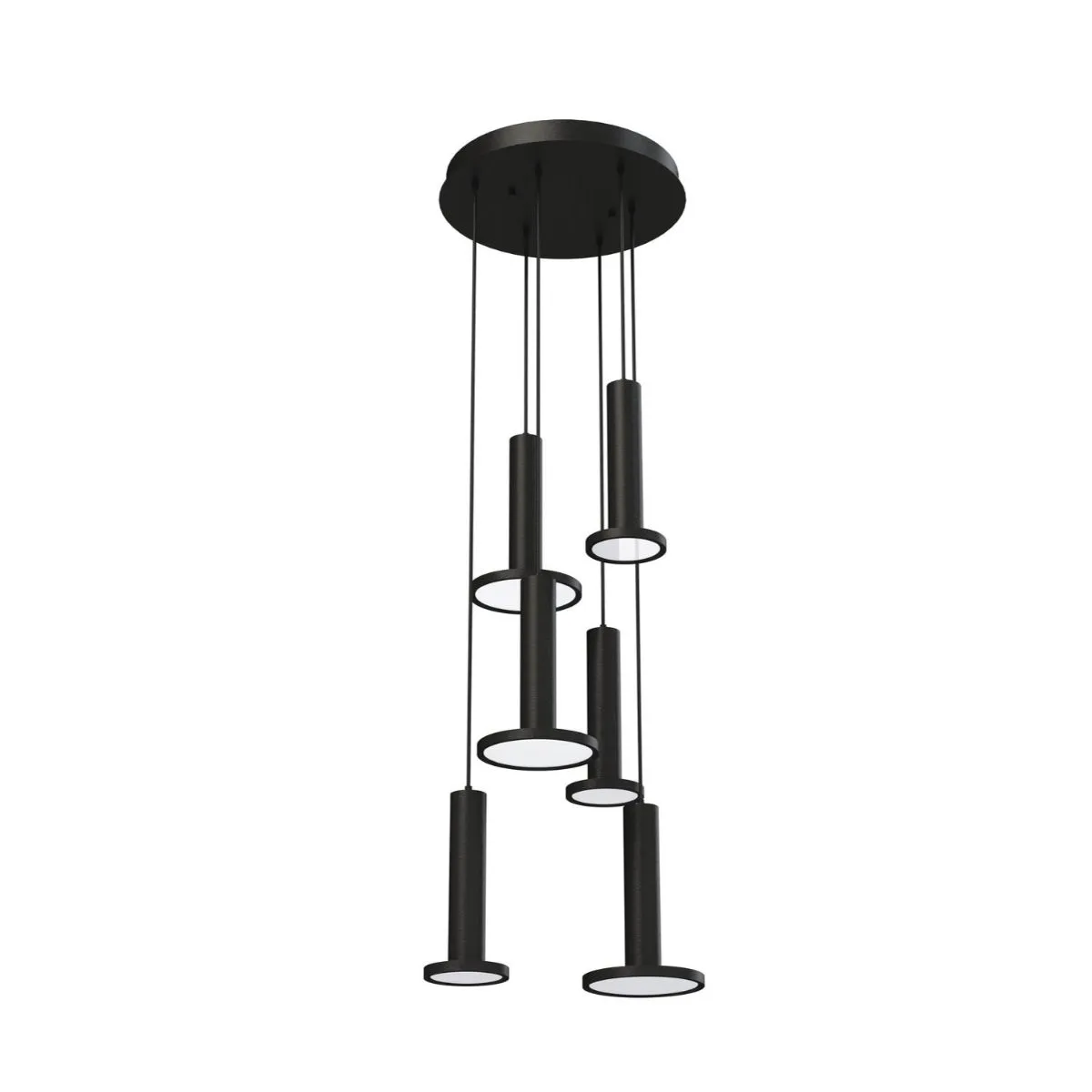 Luna 18 in. 6 Lights LED Pendant Light Black Finish