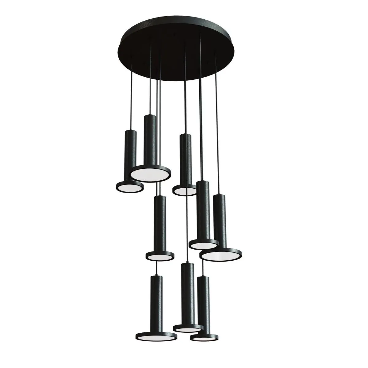 Luna 24 in. 9 Lights LED Pendant Light Black Finish