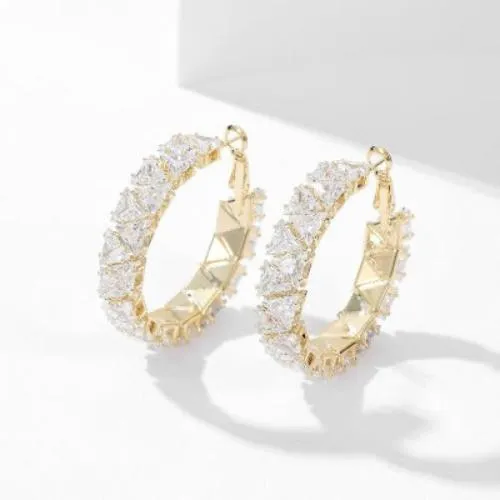 Luxurious Diamond-Look Hoop Earrings