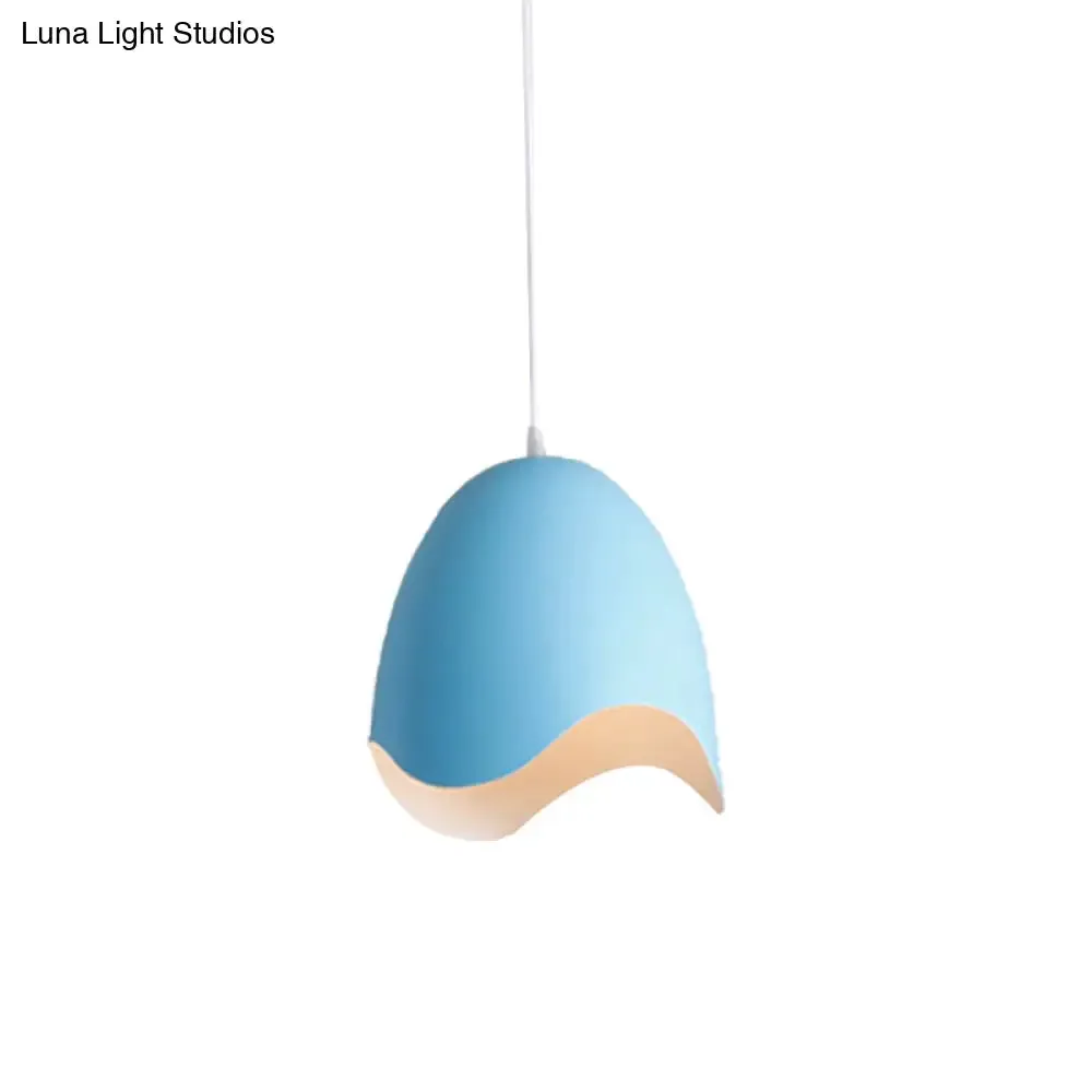 Macaron Metal Ceiling Pendant Light - 9.5"/12" Diameter, 1 Light - Pink/White/Blue Options