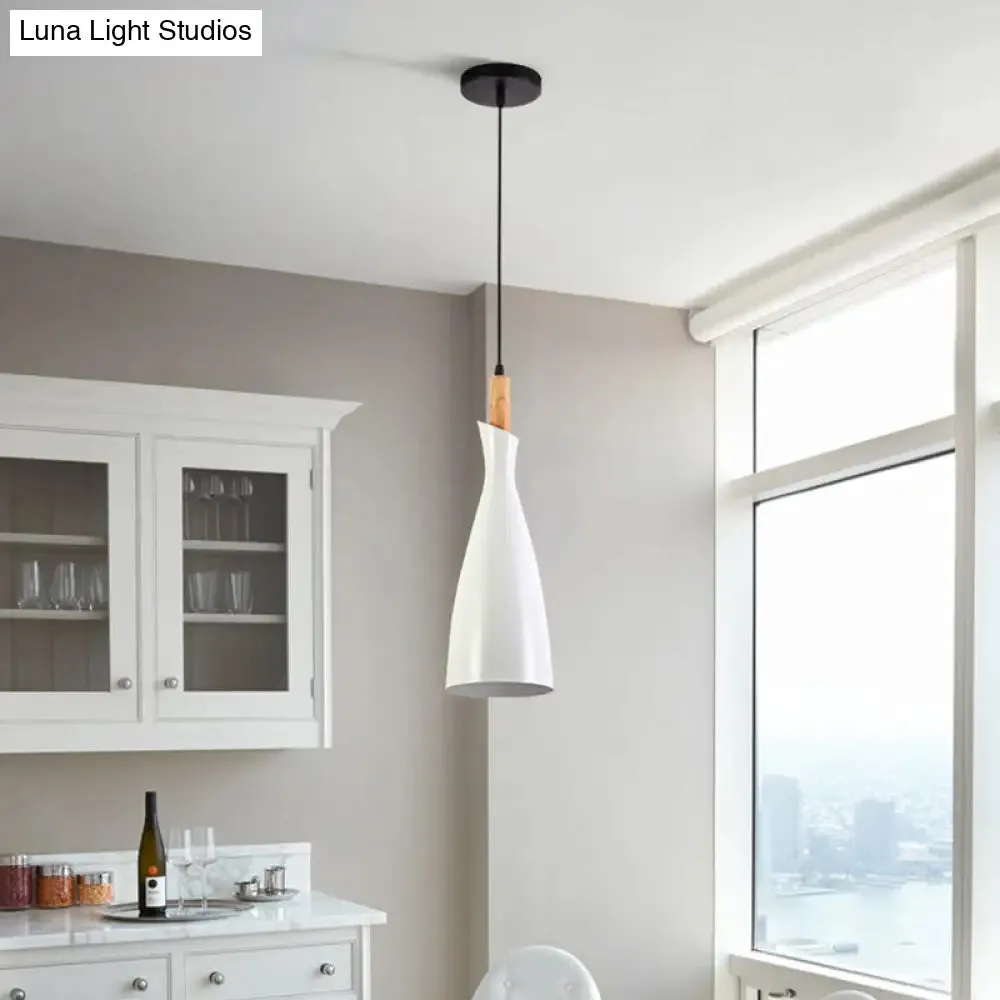 Minimalist Metal Kitchen Pendant Light - Tapered Design, 1 Head, Down Lighting (Black/White/Grey)