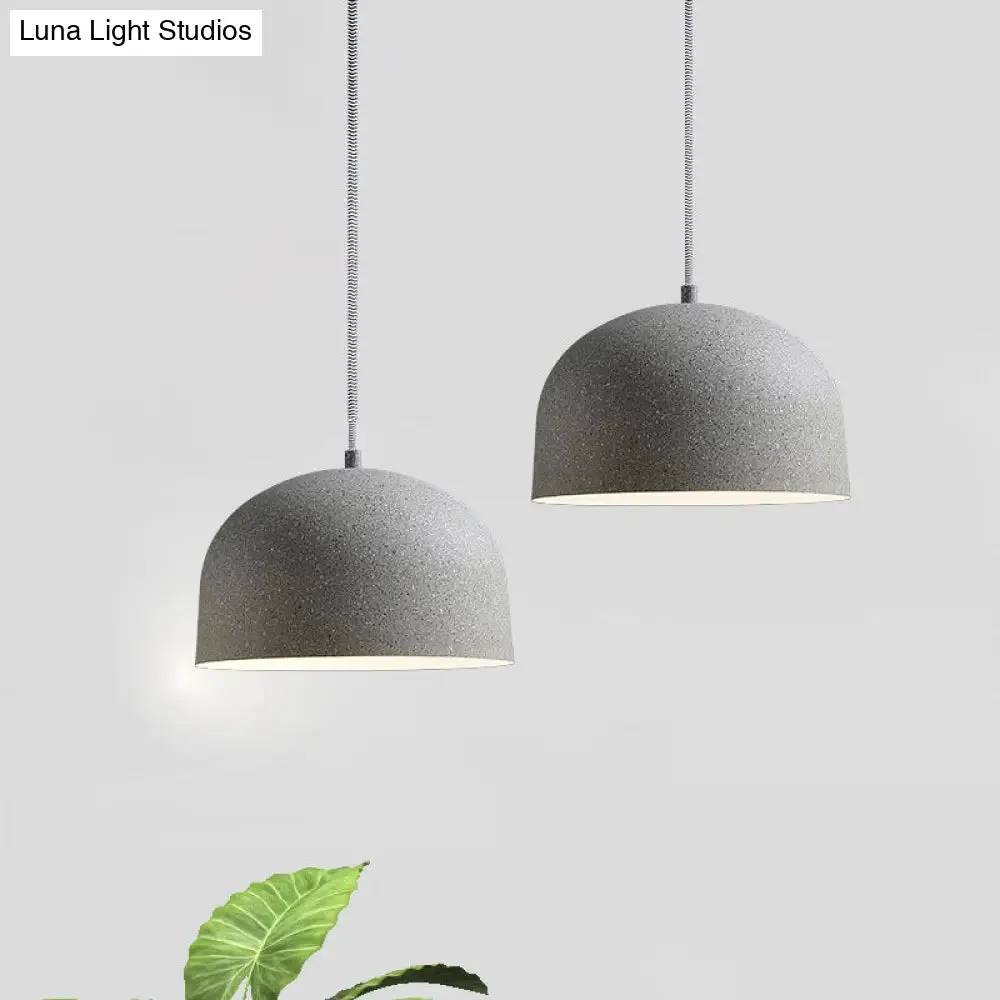 Minimalist Pendant Light Kit - Black/Grey Finish, Dome Ceiling Hang Fixture with Iron Shade