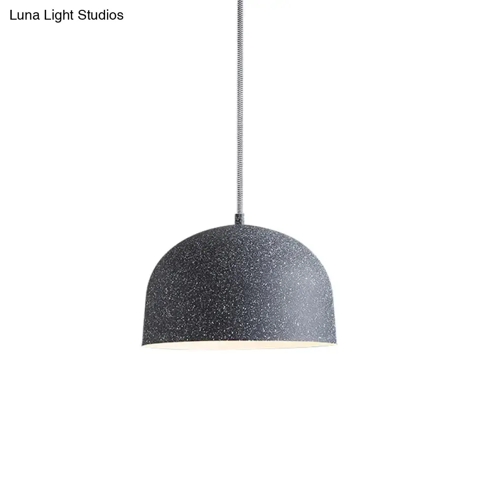 Minimalist Pendant Light Kit - Black/Grey Finish, Dome Ceiling Hang Fixture with Iron Shade