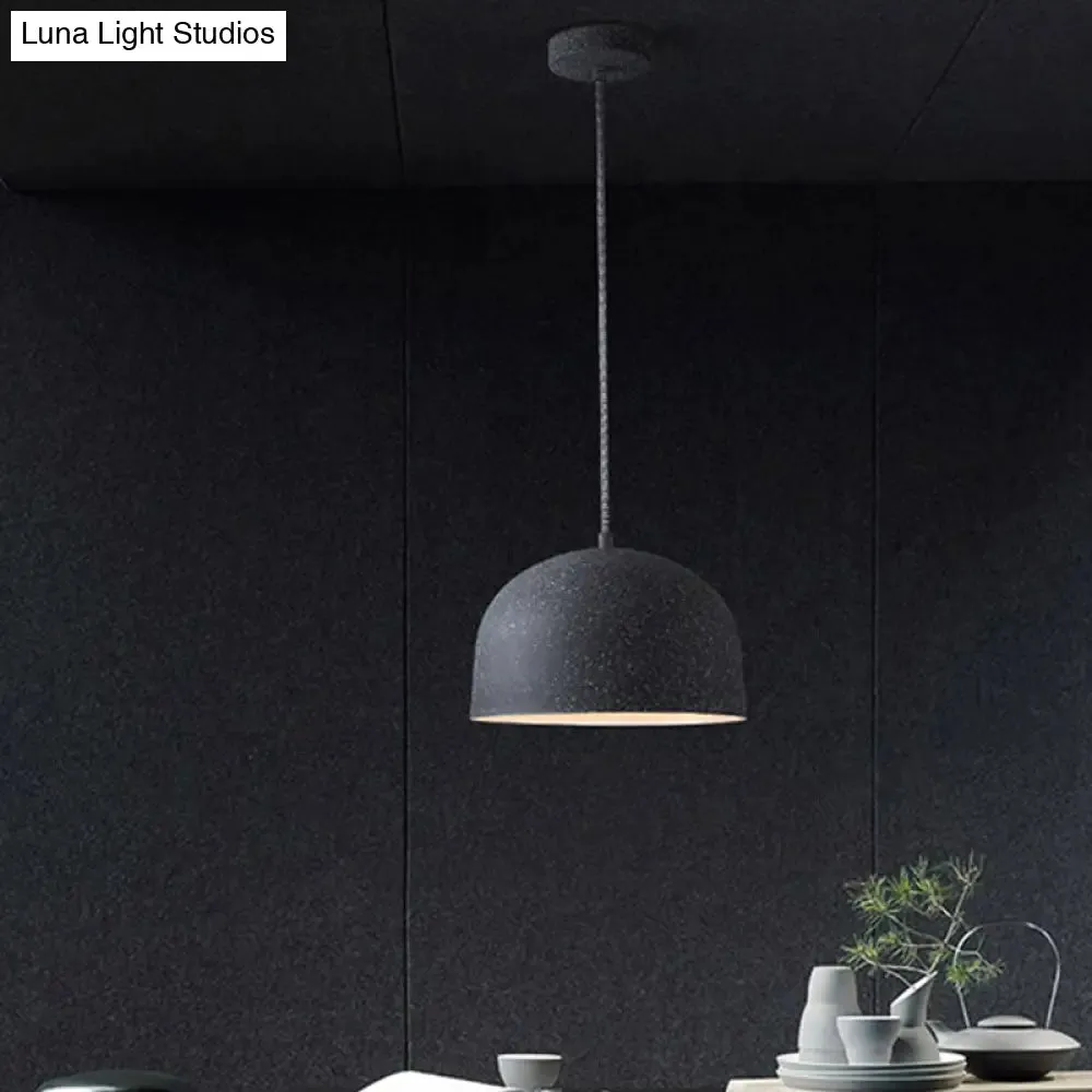 Minimalist Pendant Light Kit - Black/Grey Finish, Dome Ceiling Hang Fixture with Iron Shade