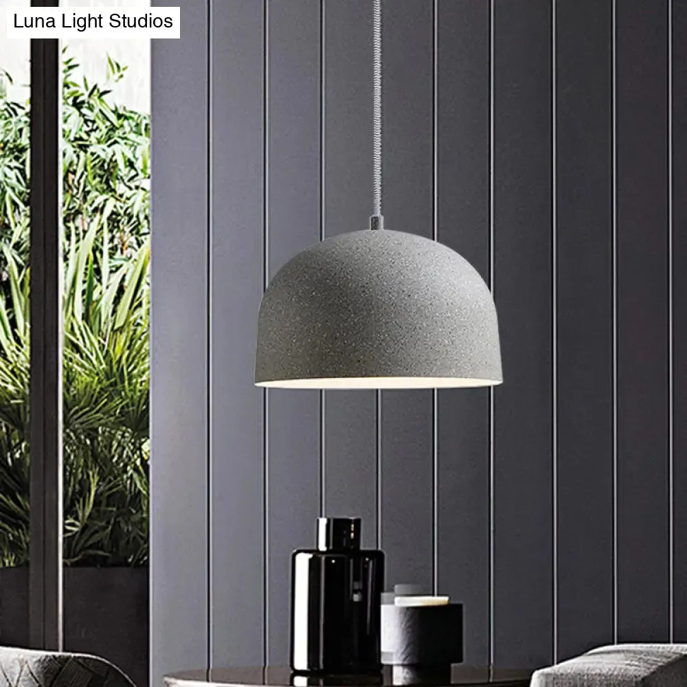 Minimalist Pendant Light Kit - Black/Grey Finish, Dome Ceiling Hang Fixture with Iron Shade