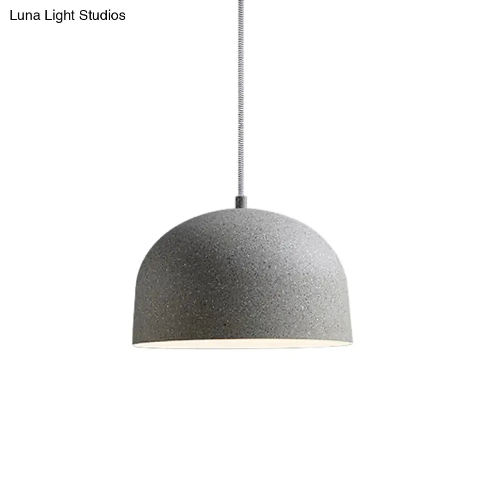 Minimalist Pendant Light Kit - Black/Grey Finish, Dome Ceiling Hang Fixture with Iron Shade