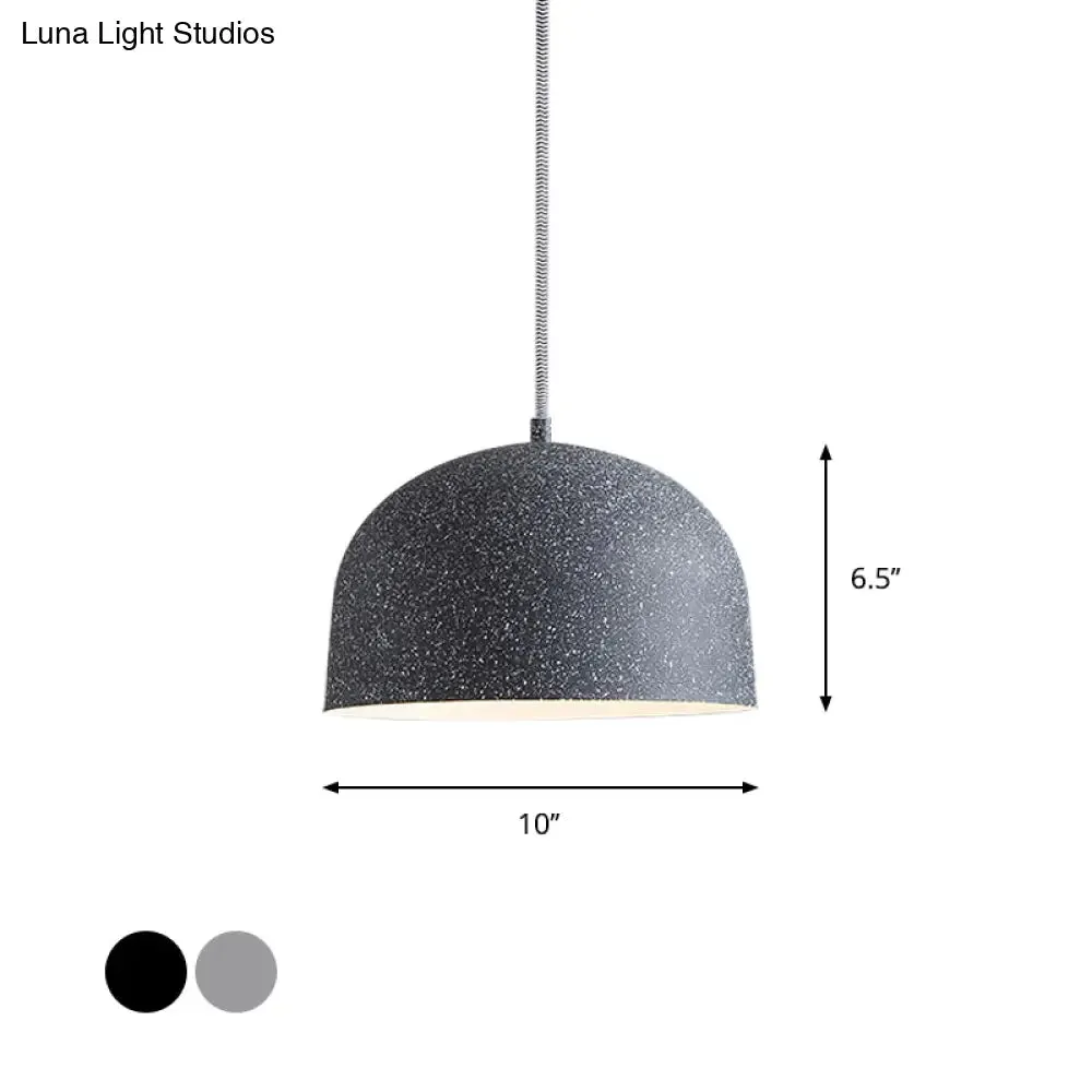 Minimalist Pendant Light Kit - Black/Grey Finish, Dome Ceiling Hang Fixture with Iron Shade