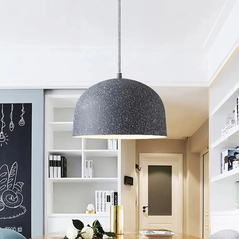 Minimalist Pendant Light Kit - Black/Grey Finish, Dome Ceiling Hang Fixture with Iron Shade