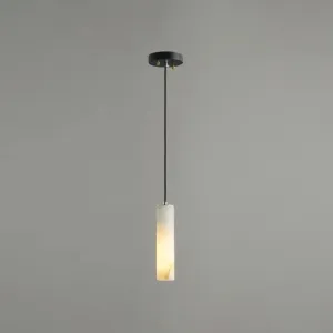 Minimalistic Tubular Bedroom Pendulum Ceiling Light in White Marble