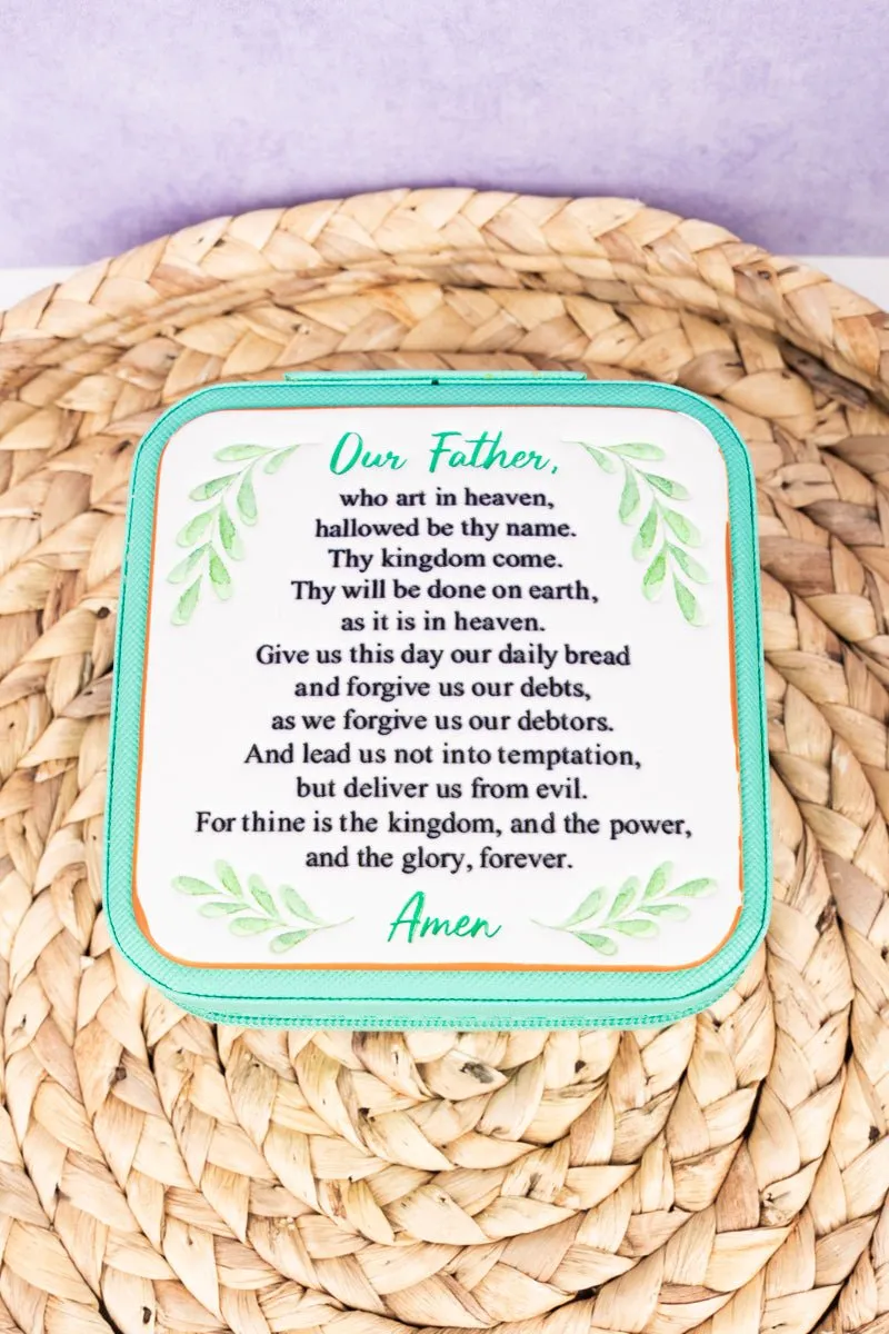 Mint Lord's Prayer Small Travel Jewelry Box