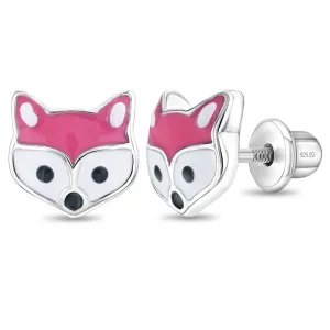 Miss Foxy Kids / Children's / Girls Earrings Screw Back Enamel - Sterling Silver