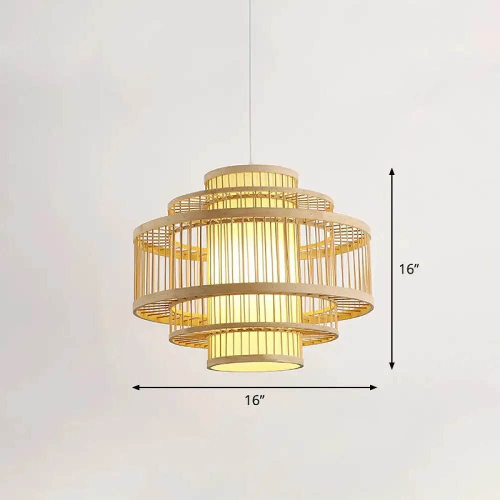 Modern Bamboo Hanging Pendant Light - Elegant Single Restaurant Ceiling Lamp in Wood