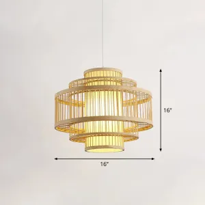 Modern Bamboo Hanging Pendant Light - Elegant Single Restaurant Ceiling Lamp in Wood