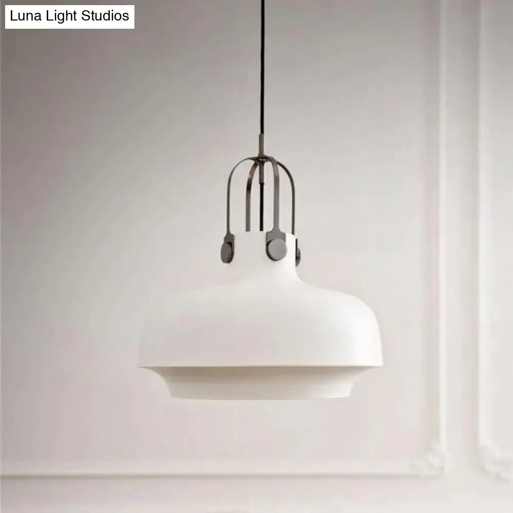 Modern Barn Metal Pendant Light - 10"/14" Wide, White/Pink