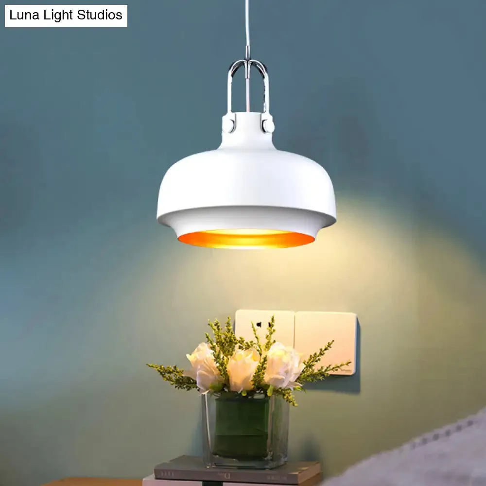 Modern Barn Metal Pendant Light - 10"/14" Wide, White/Pink