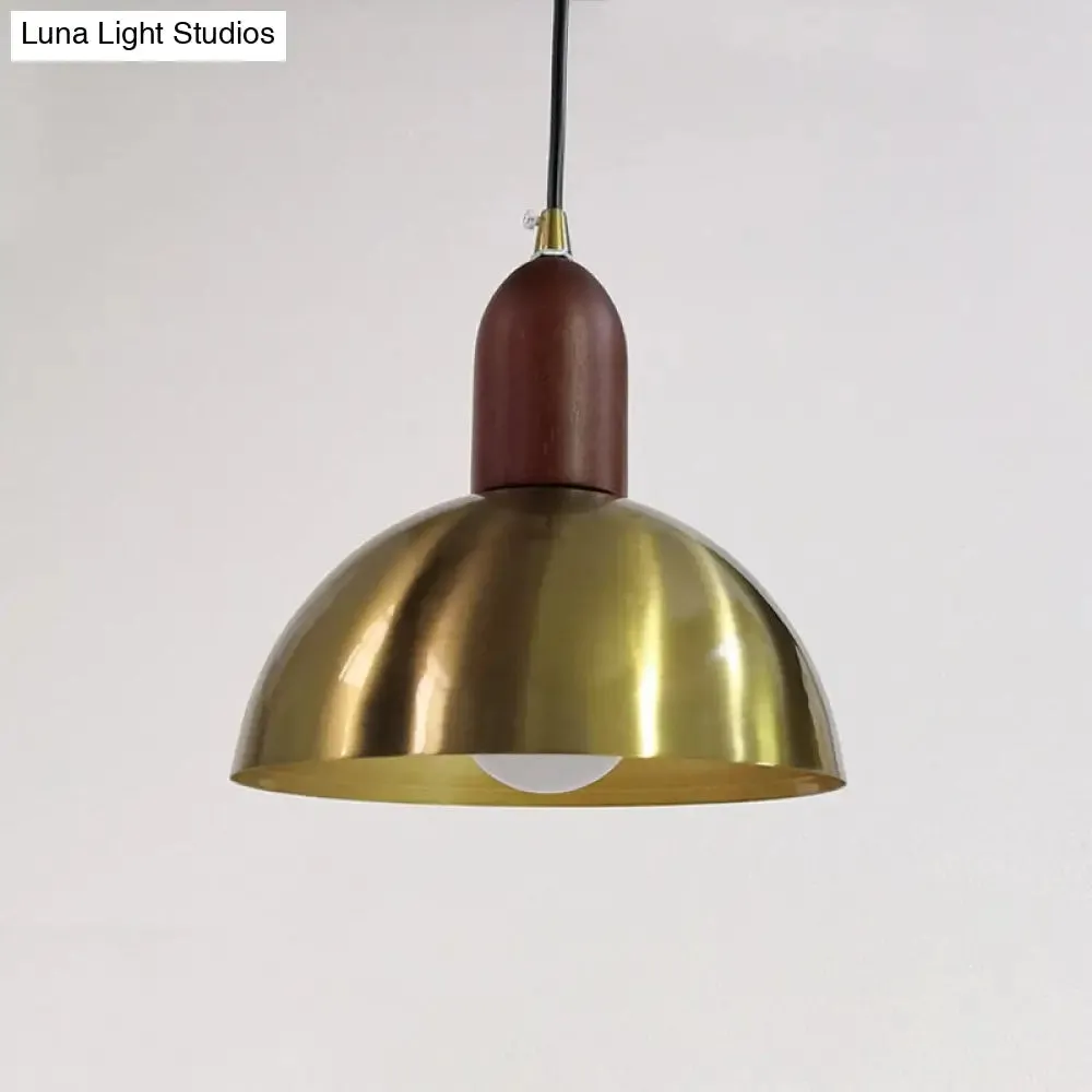 Modern Brass Pendant Light with Dome Shade - Single Postmodern Suspension Fixture for Living Room