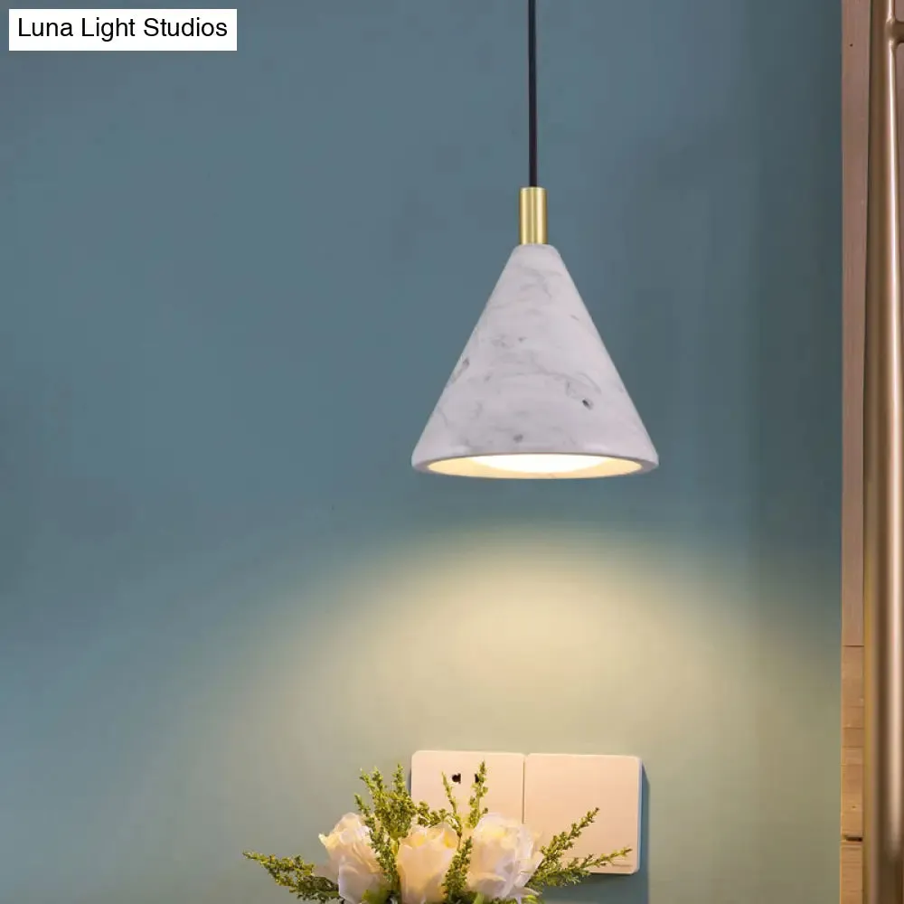 Modern Cement Cone Pendant Lighting- 1 Head White LED Ceiling Suspension Lamp for Bedside