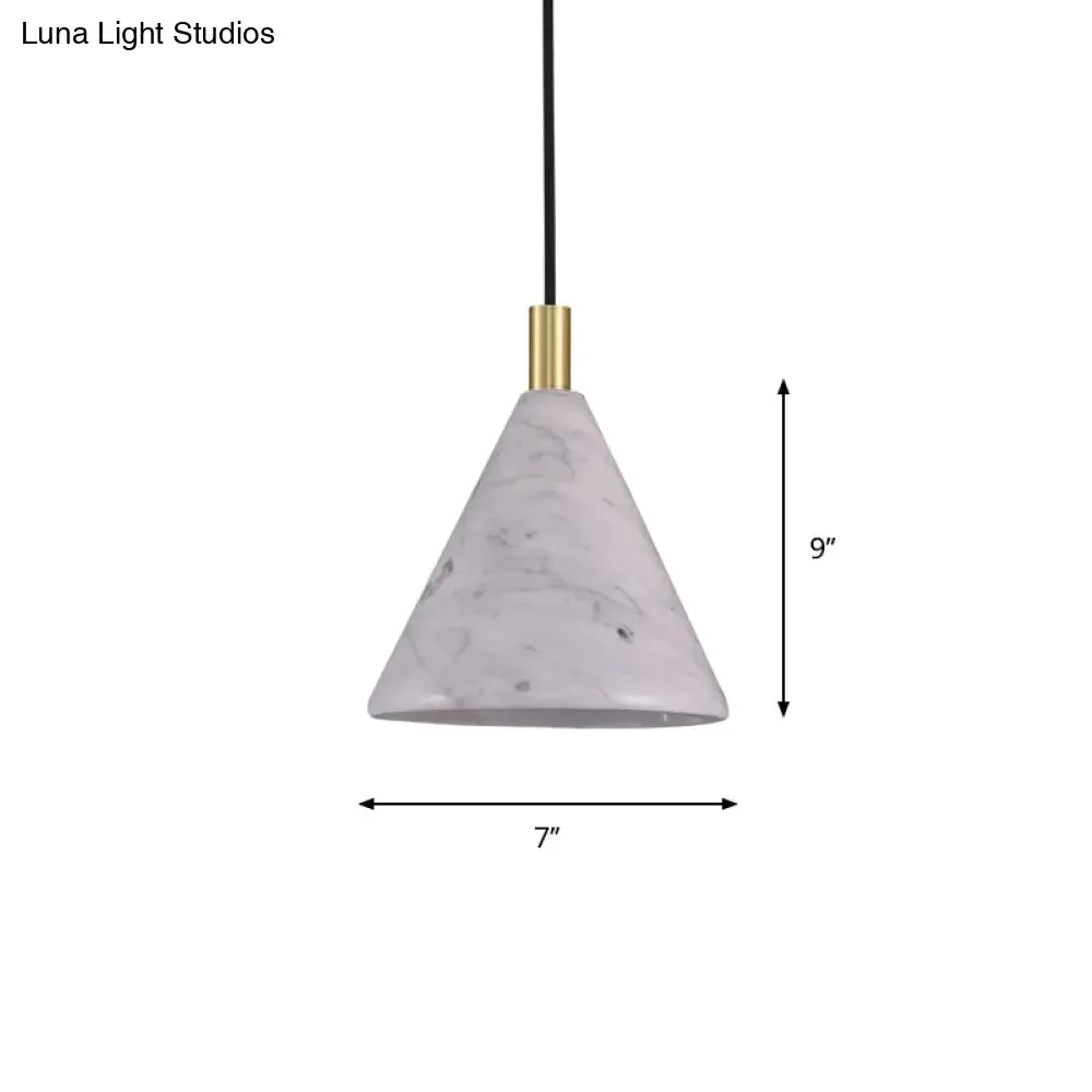 Modern Cement Cone Pendant Lighting- 1 Head White LED Ceiling Suspension Lamp for Bedside