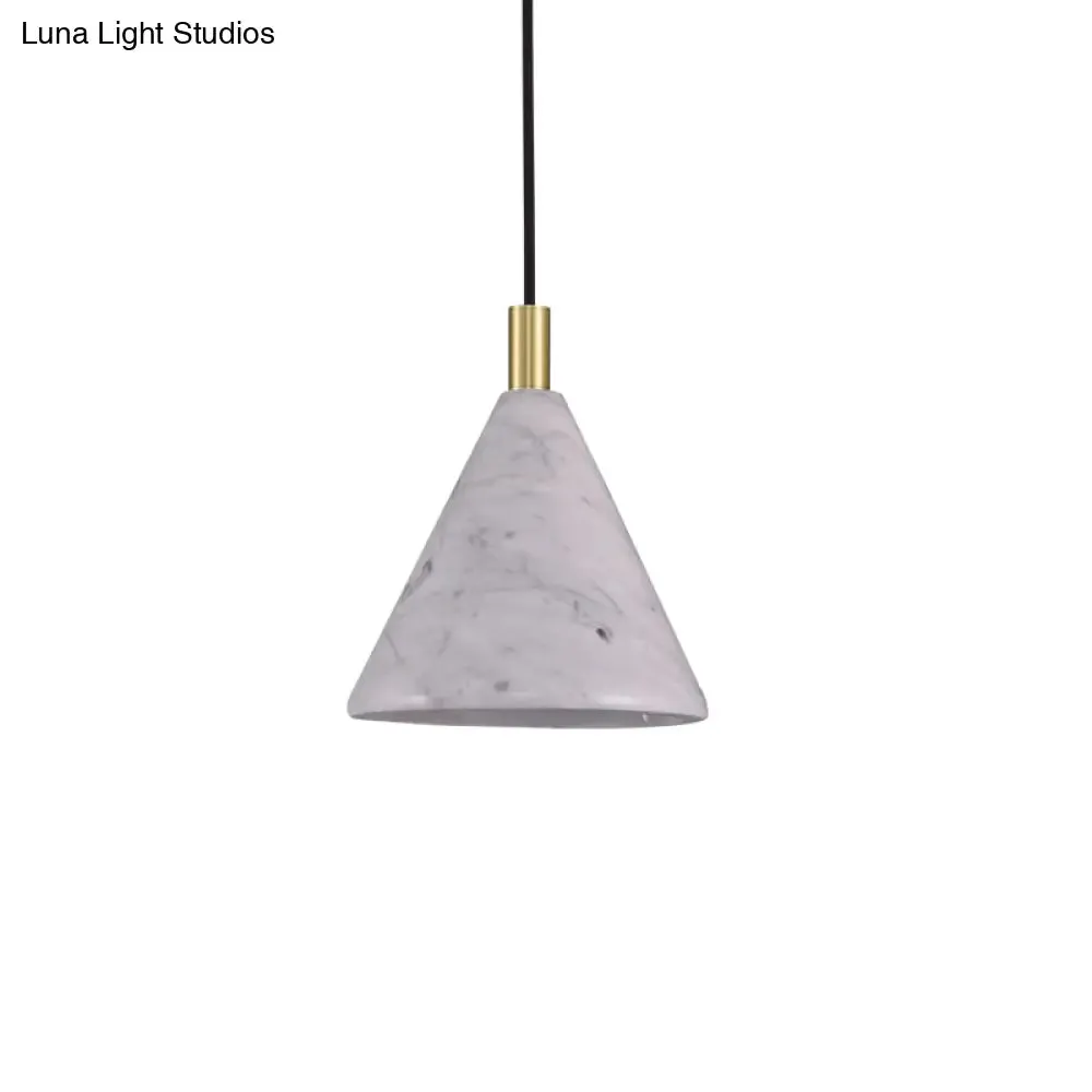 Modern Cement Cone Pendant Lighting- 1 Head White LED Ceiling Suspension Lamp for Bedside