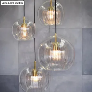 Modern Clear Double Glass Globe Pendant Lamp - Perfect for Living Rooms