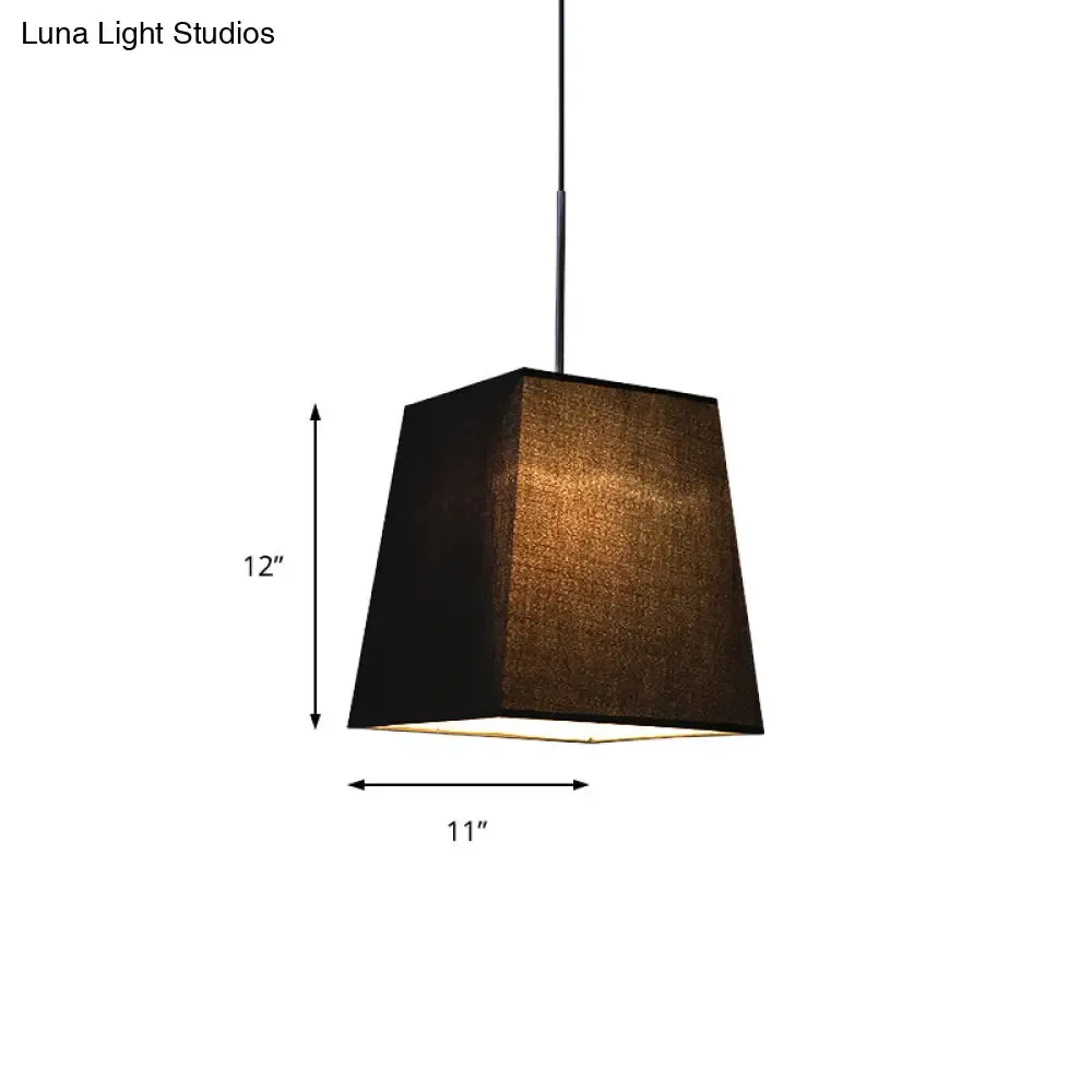 Modern Nordic Style Trapezoid Fabric Pendant Lamp - 1 Light, White/Black/Coffee - 8"/11" Wide