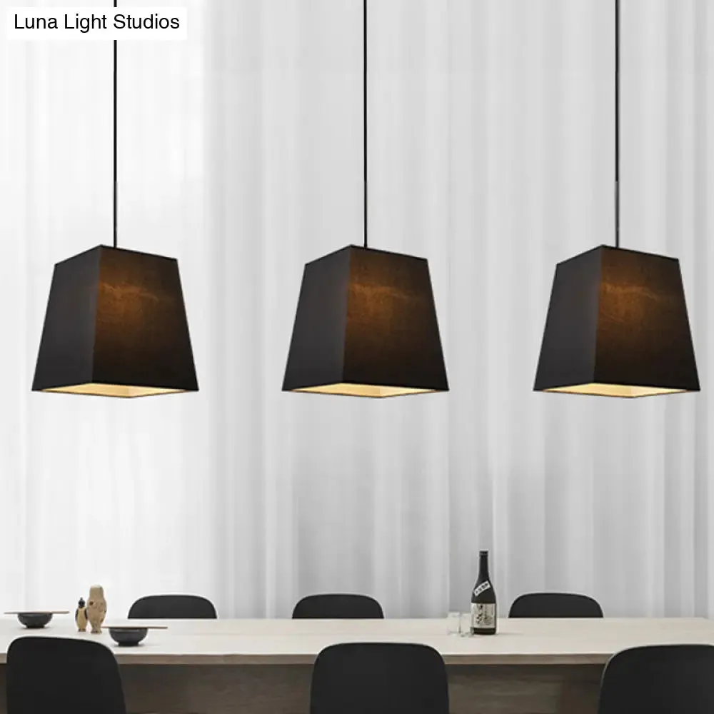 Modern Nordic Style Trapezoid Fabric Pendant Lamp - 1 Light, White/Black/Coffee - 8"/11" Wide