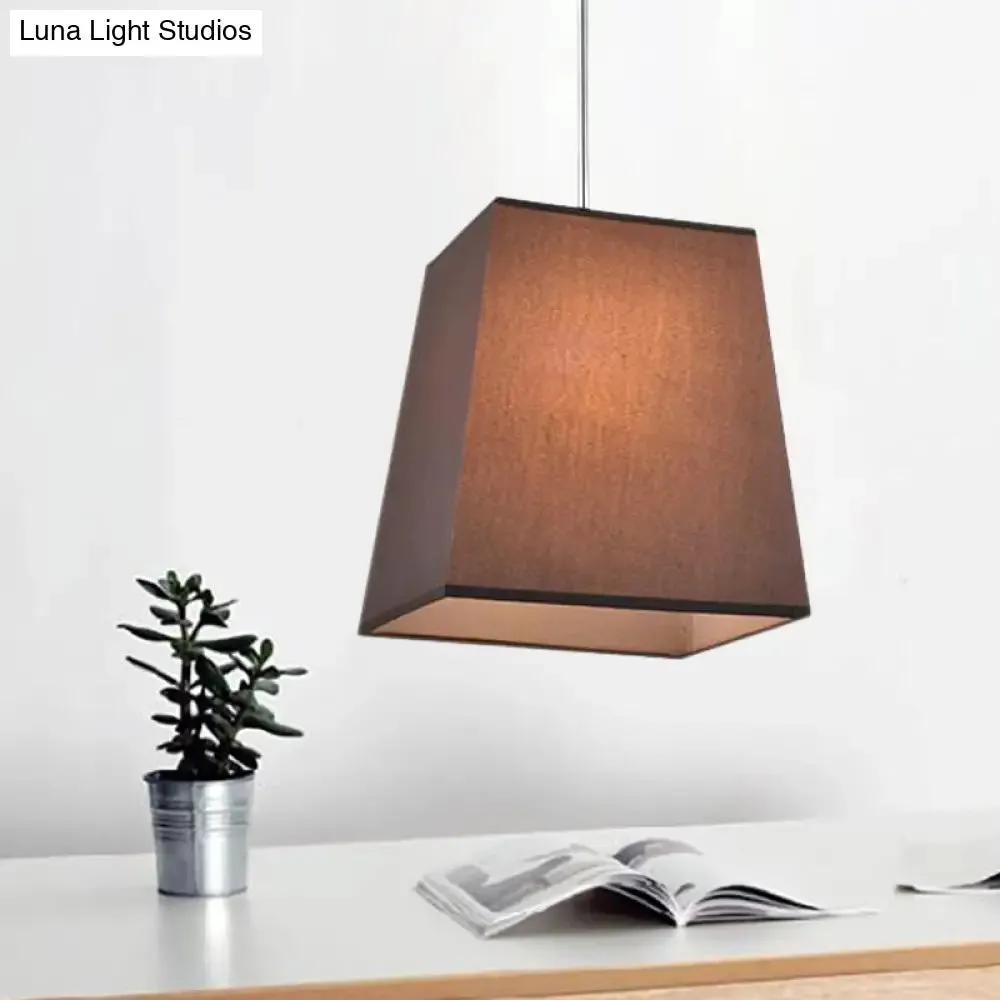 Modern Nordic Style Trapezoid Fabric Pendant Lamp - 1 Light, White/Black/Coffee - 8"/11" Wide