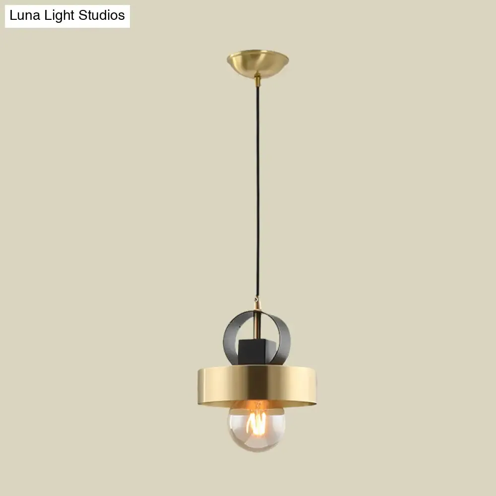 Modern Round Gold Pendant Light with 1 Bulb for Bedside Ceiling Fixture