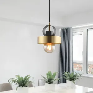 Modern Round Gold Pendant Light with 1 Bulb for Bedside Ceiling Fixture