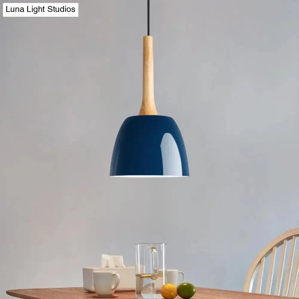 Modernist Metal Pendant Ceiling Light - Yellow/Blue/Green Domed Design - Perfect for Dining Room