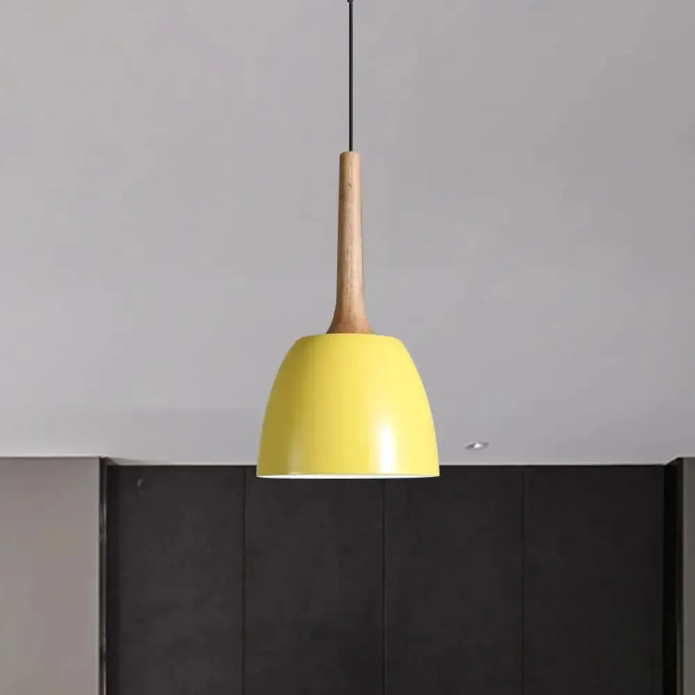 Modernist Metal Pendant Ceiling Light - Yellow/Blue/Green Domed Design - Perfect for Dining Room