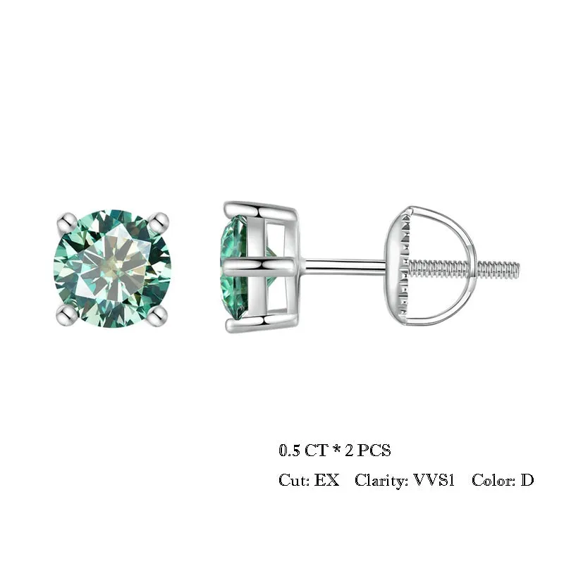 Moissanite Earrings (Silver | Green)