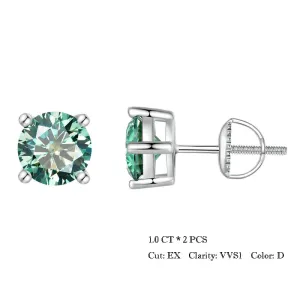 Moissanite Earrings (Silver | Green)