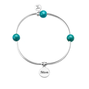 Mom | Soft Bangle Charm Bracelet | Turquoise