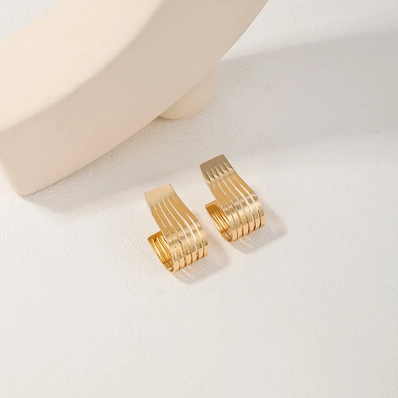 Multi-Layer Metal Geometric Earrings Set - Vienna Verve Collection