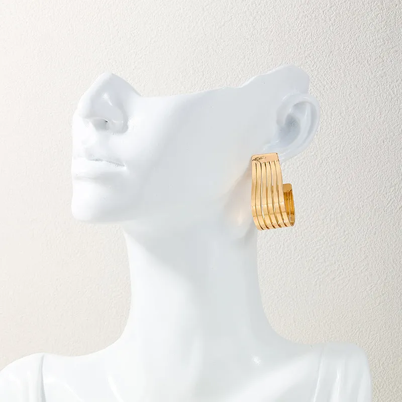 Multi-Layer Metal Geometric Earrings Set - Vienna Verve Collection