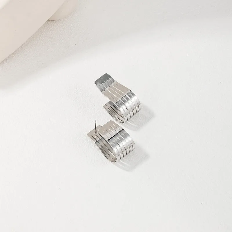 Multi-Layer Metal Geometric Earrings Set - Vienna Verve Collection