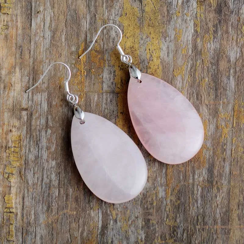 Natural Crystal Teardrop Dangle Earrings!STUNNING!