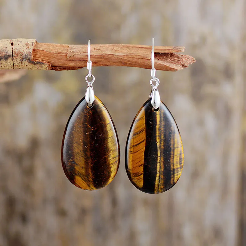 Natural Crystal Teardrop Dangle Earrings!STUNNING!