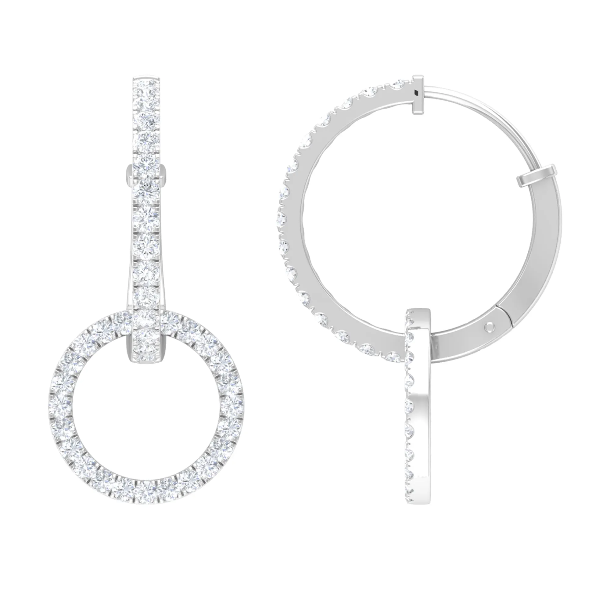 Natural Diamond Eternity Hoop Drop Earring