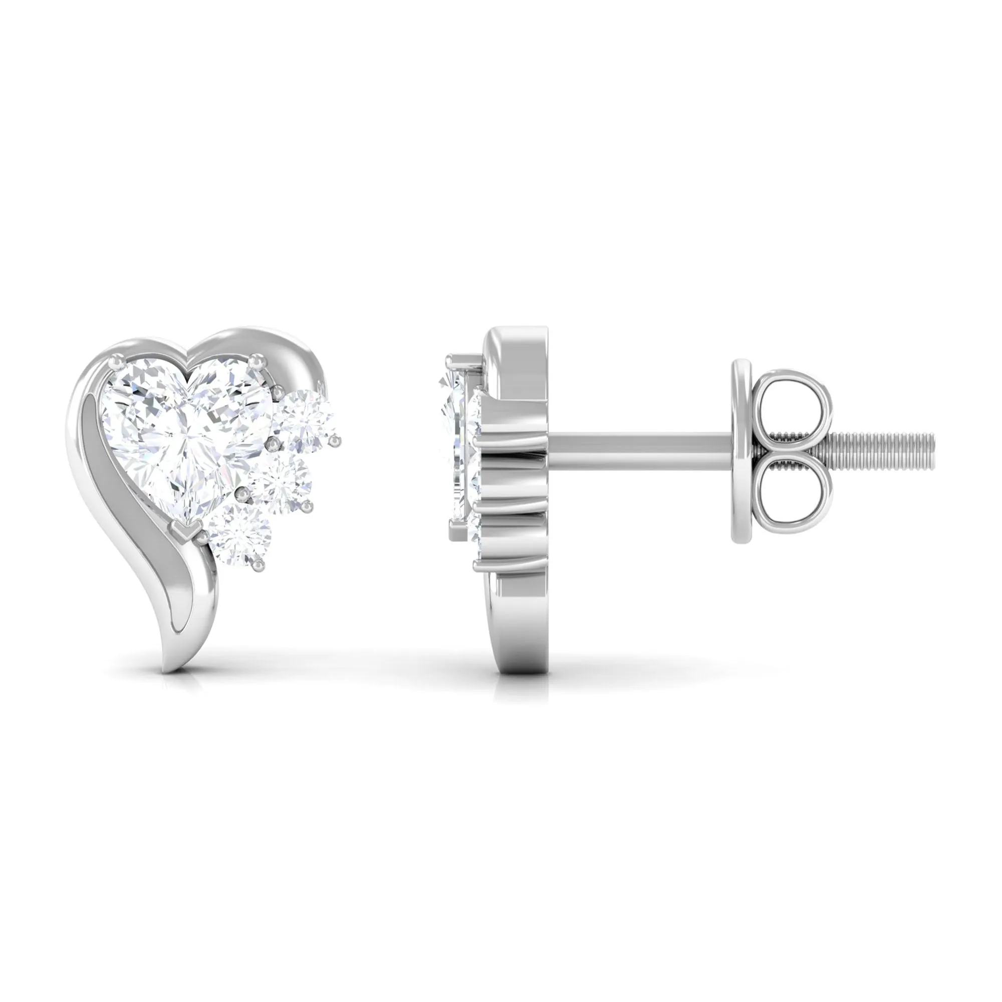 Natural Diamond Heart Shape Stud Earrings