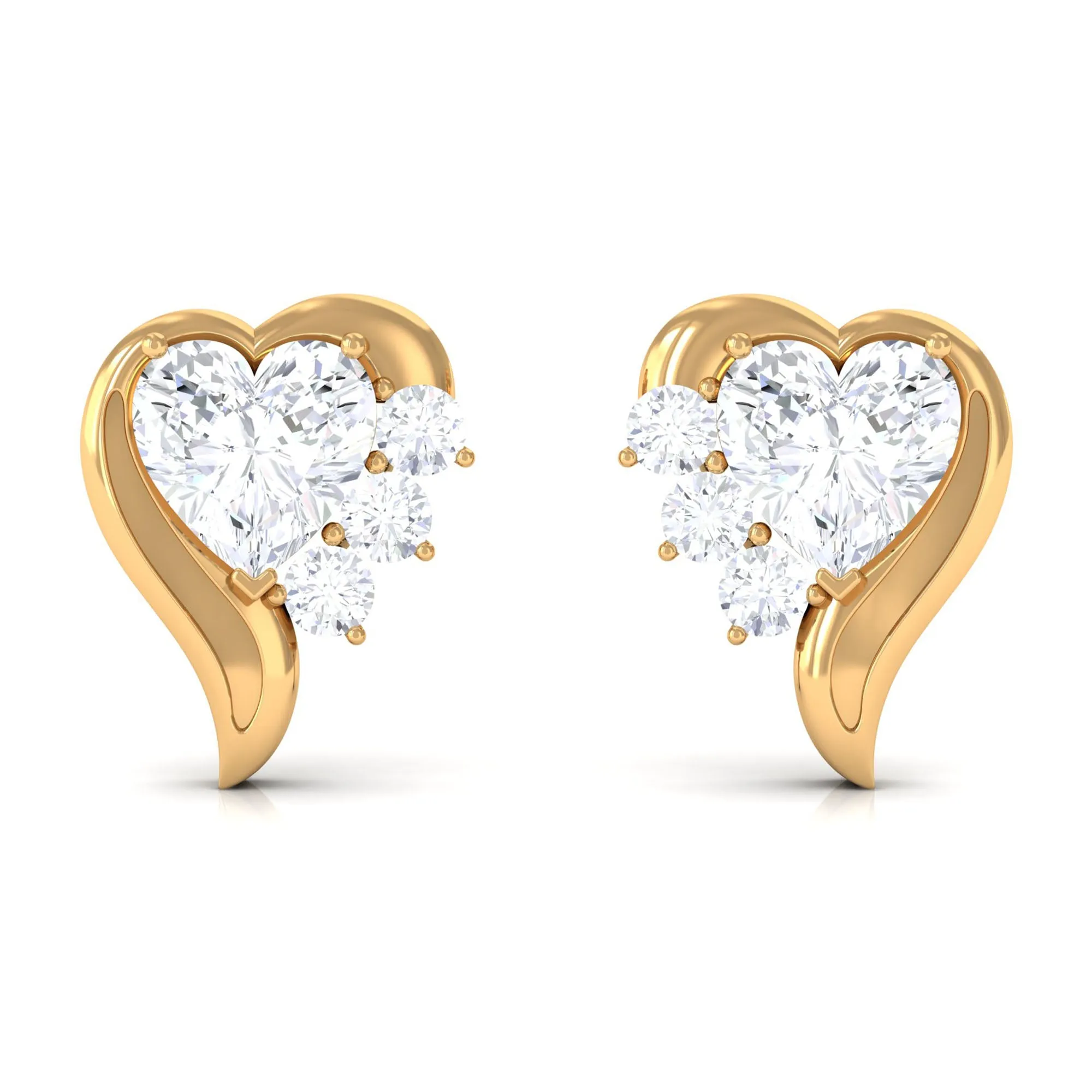 Natural Diamond Heart Shape Stud Earrings