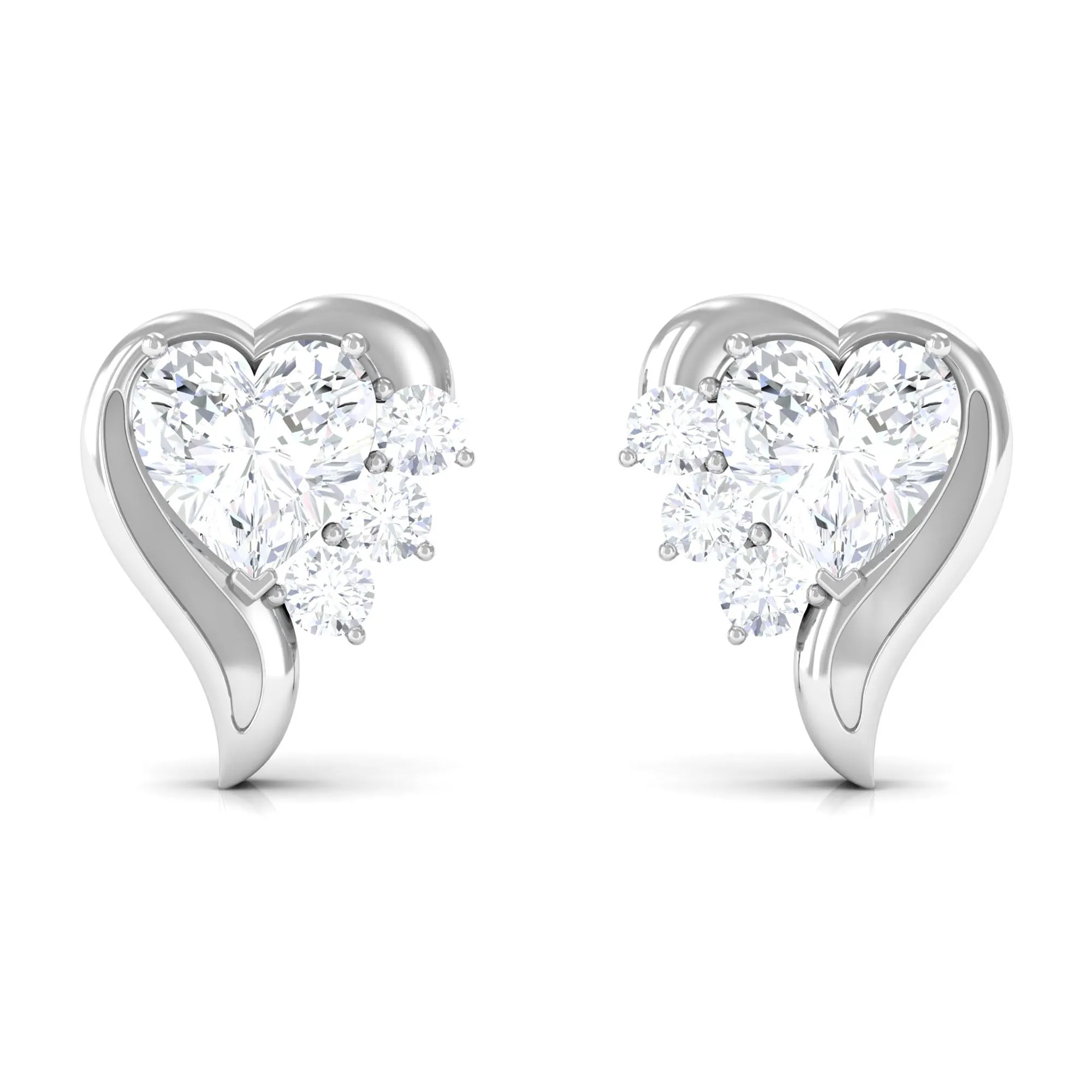 Natural Diamond Heart Shape Stud Earrings