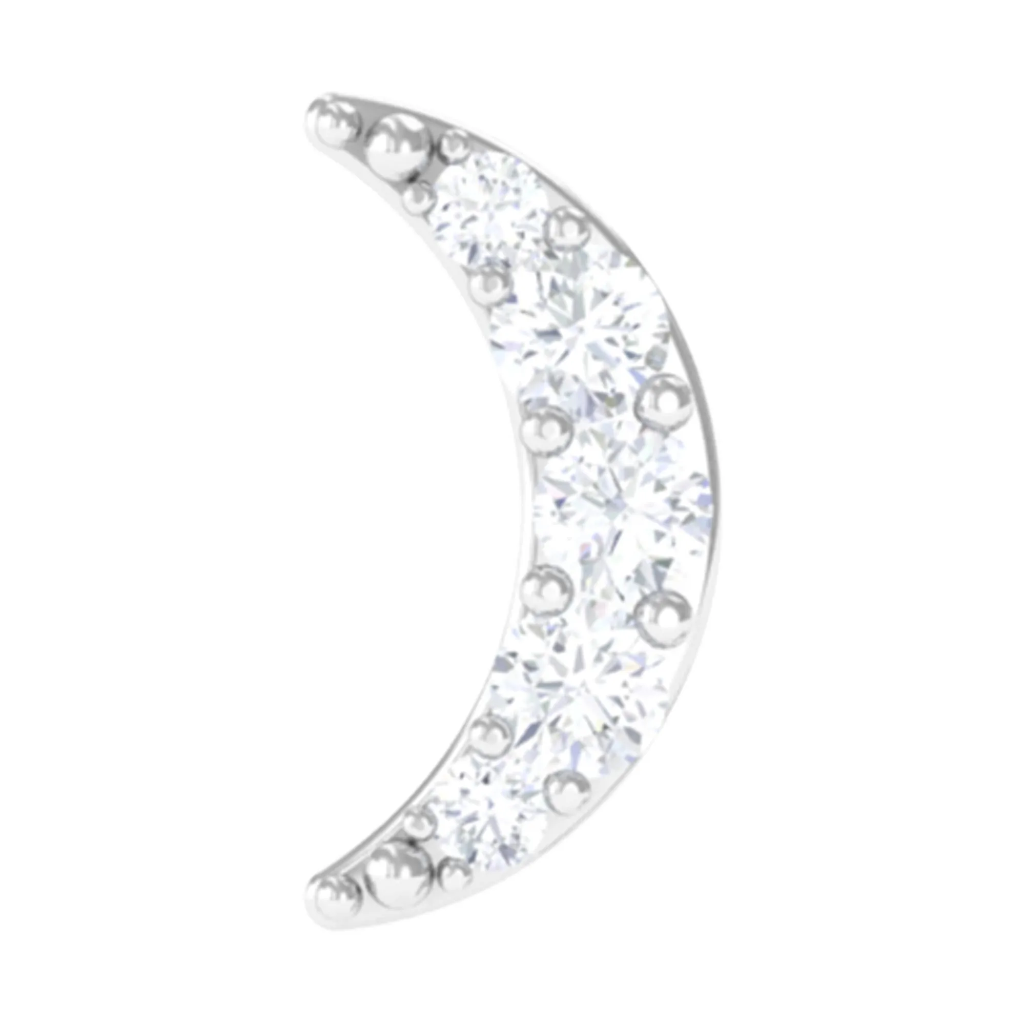 Natural Diamond Moon Earring for Cartilage Piercing