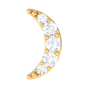 Natural Diamond Moon Earring for Cartilage Piercing