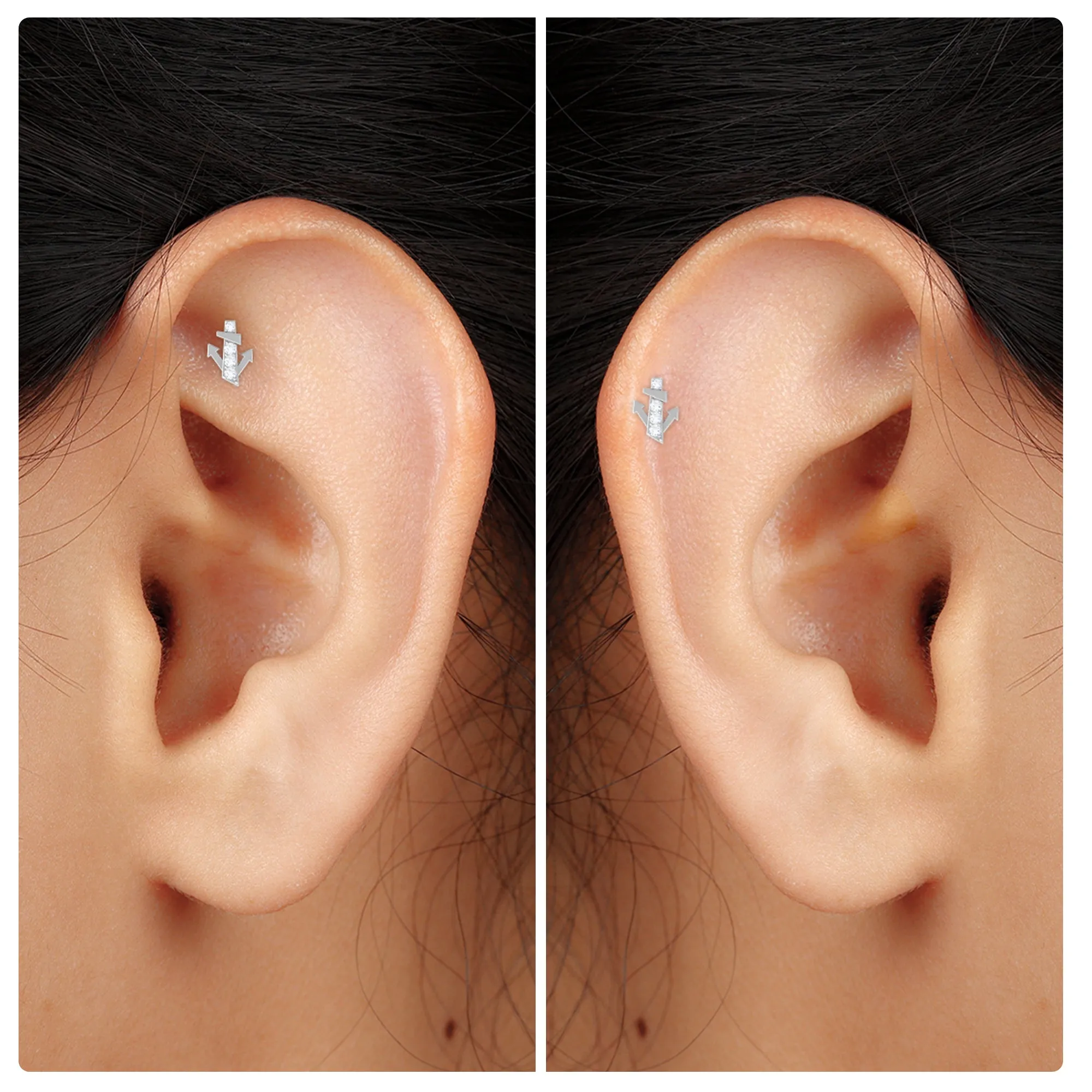 Natural Diamond Quirky Helix Earring in Gold